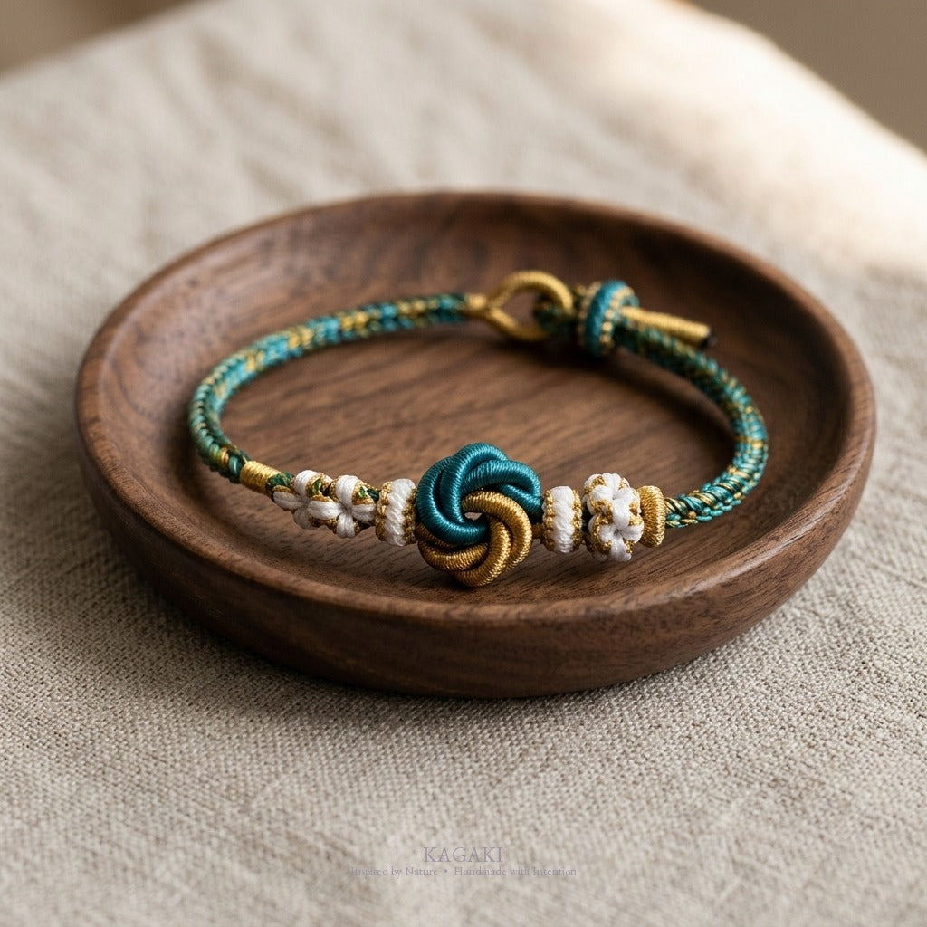 KAGAKI Shore lake landscape cord, studio view, handmade cord bracelet gift