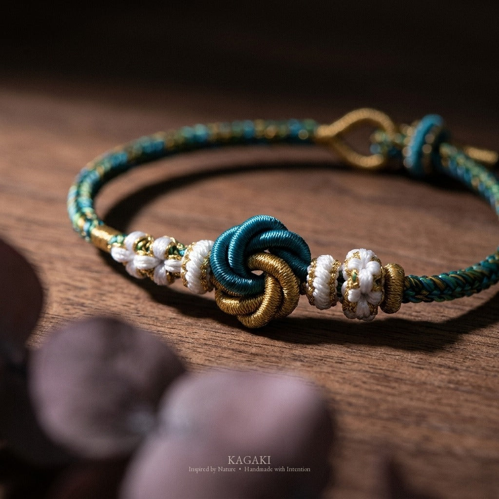 KAGAKI Shore lake landscape cord, studio view, handmade cord bracelet gift