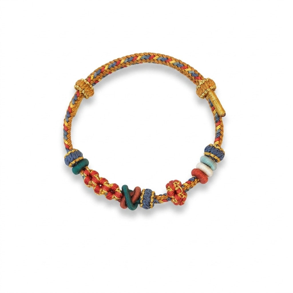 KAGAKI Pigment Painter Dawn painterly color braided cord, main product view (white background), handmade cord bracelet gift