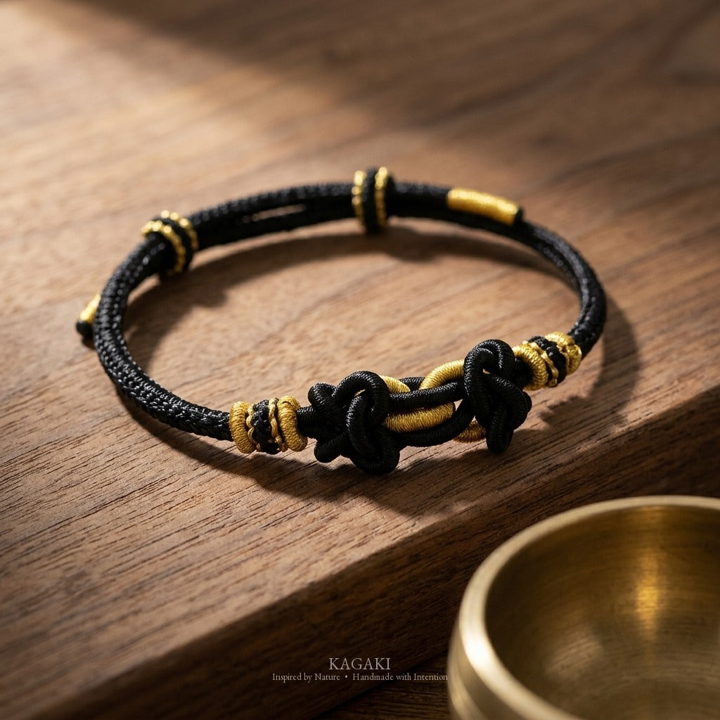 KAGAKI Palette Ink Quiet multi-color adjustable braided cord lucky, studio view, lucky bracelet gift