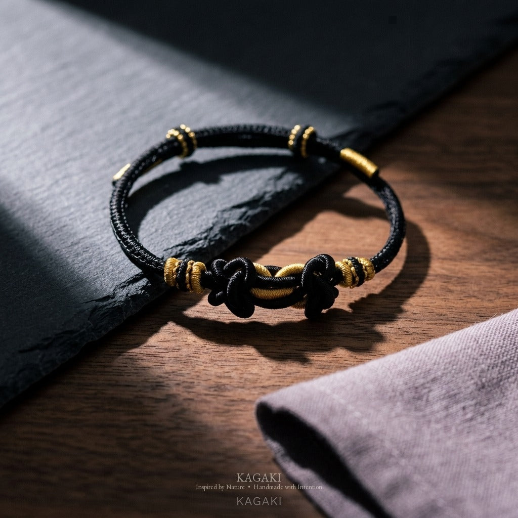 KAGAKI Palette Ink Quiet multi-color adjustable braided cord lucky, studio view, lucky bracelet gift
