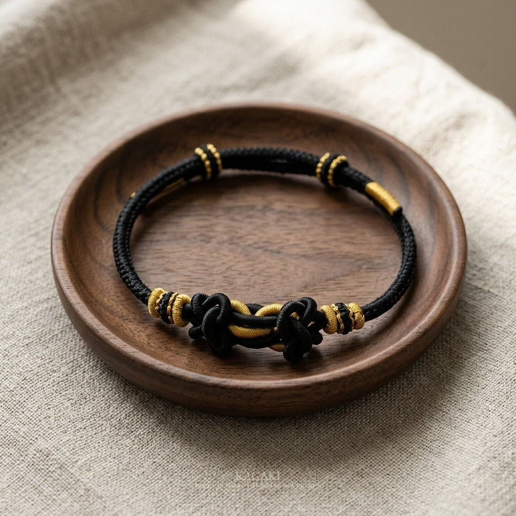KAGAKI Palette Ink Quiet multi-color adjustable braided cord lucky, studio view, lucky bracelet gift