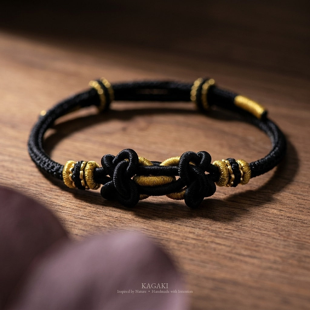 KAGAKI Palette Ink Quiet multi-color adjustable braided cord lucky, studio view, lucky bracelet gift