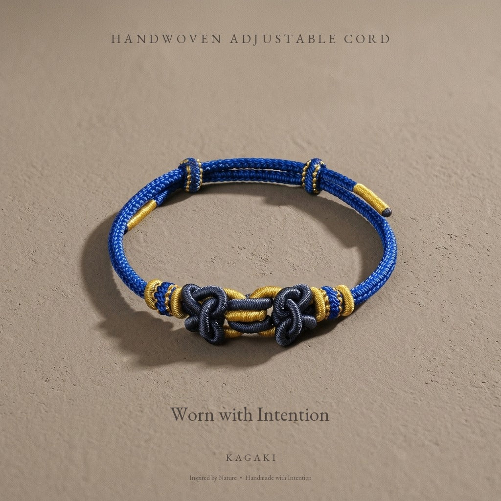 KAGAKI Palette Ocean Hue multi-color adjustable braided cord lucky, product view, lucky bracelet gift