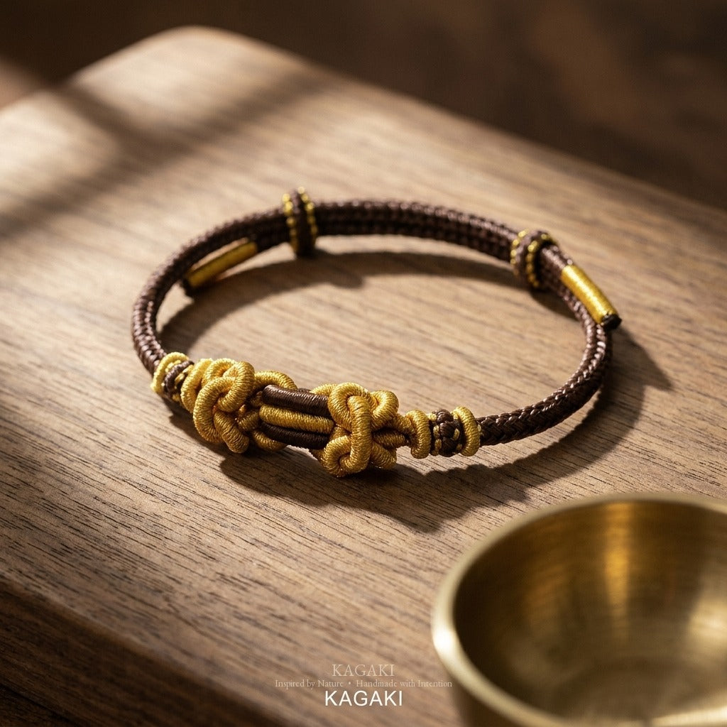 KAGAKI Palette Earth Bean multi-color adjustable braided cord lucky, studio view, lucky bracelet gift