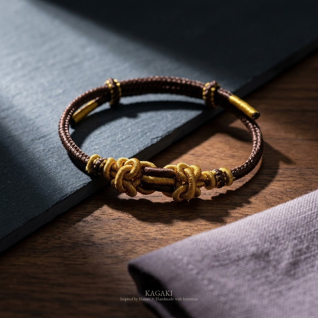 KAGAKI Palette Earth Bean multi-color adjustable braided cord lucky, studio view, lucky bracelet gift