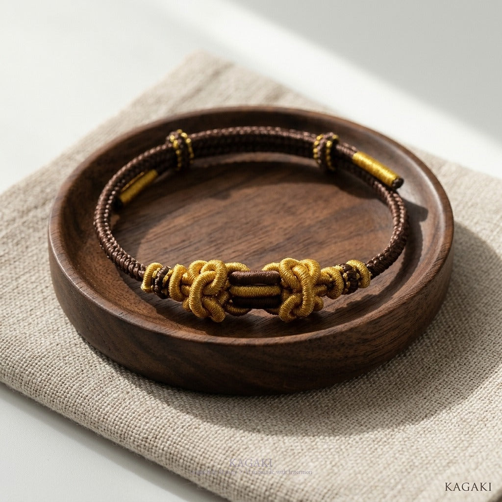 KAGAKI Palette Earth Bean multi-color adjustable braided cord lucky, studio view, lucky bracelet gift