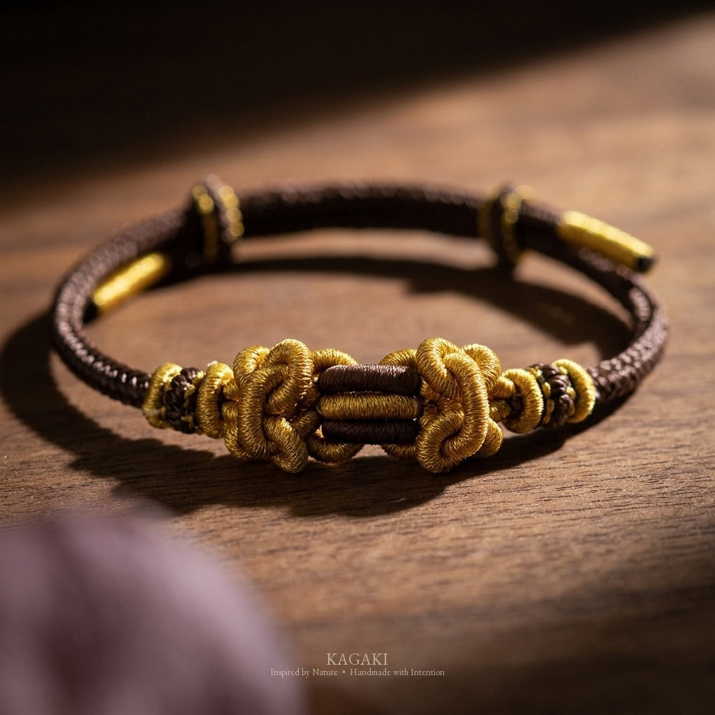 KAGAKI Palette Earth Bean multi-color adjustable braided cord lucky, studio view, lucky bracelet gift