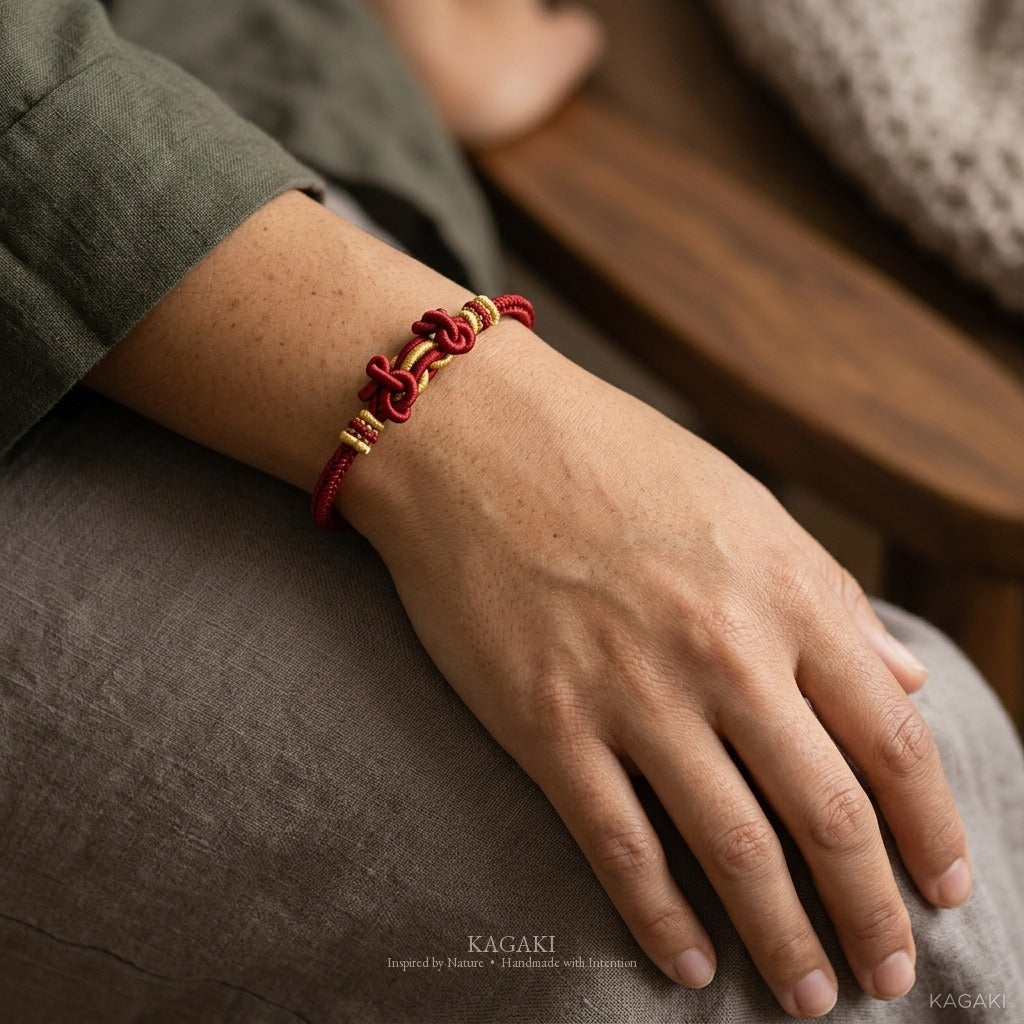 KAGAKI Palette Wine Hearth multi-color adjustable braided cord lucky, wrist view, lucky bracelet gift