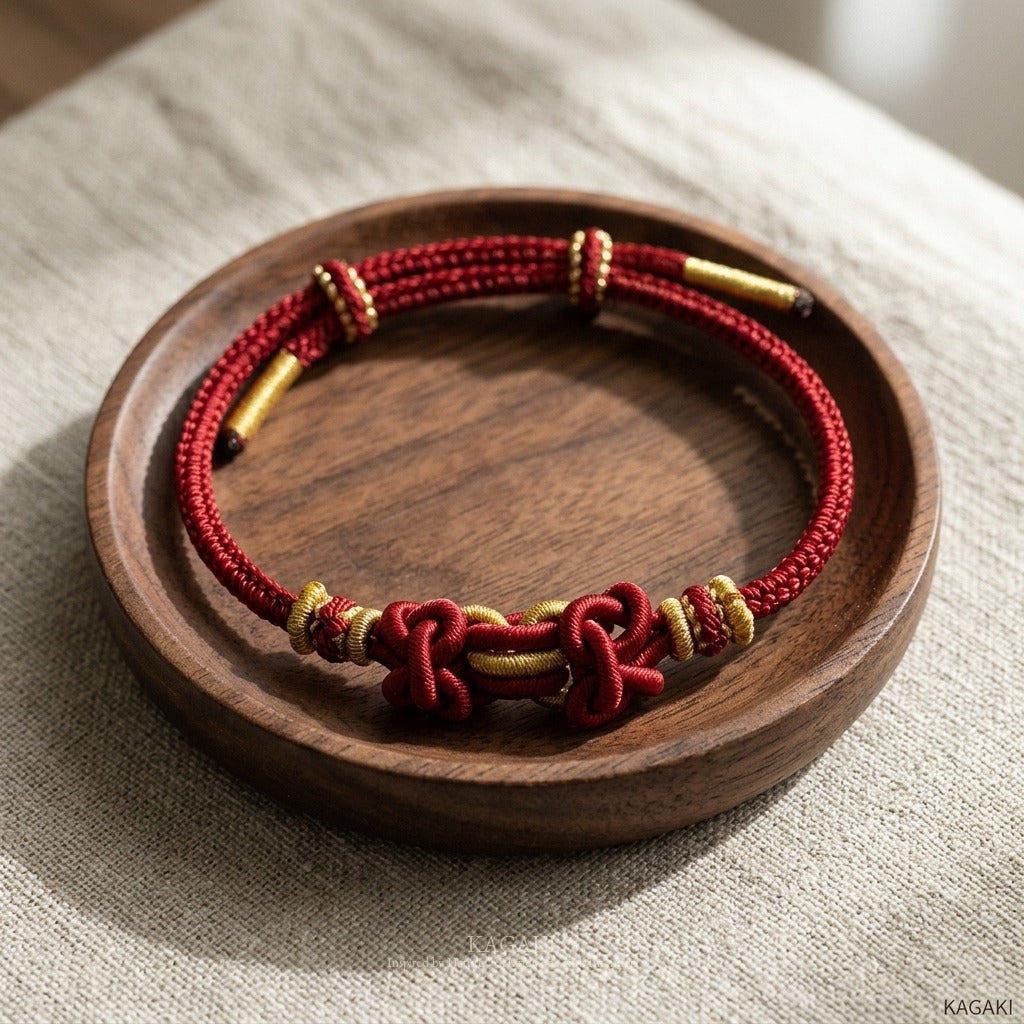 KAGAKI Palette Wine Hearth multi-color adjustable braided cord lucky, studio view, lucky bracelet gift