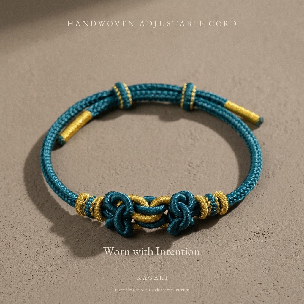 KAGAKI Palette Lagoon Calm multi-color adjustable braided cord lucky, product view, lucky bracelet gift