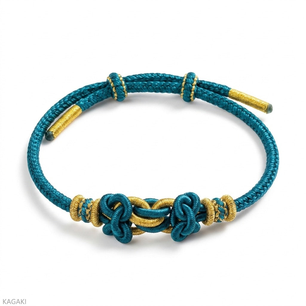 KAGAKI Palette Lagoon Calm multi-color adjustable braided cord lucky, main product view (white background), lucky bracelet...