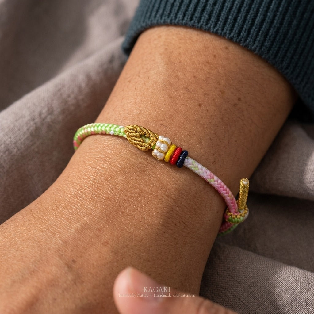 KAGAKI handmade gradient braided cord bracelet — Radiant – 輝 — — — on-wrist-lifestyle (6/14)