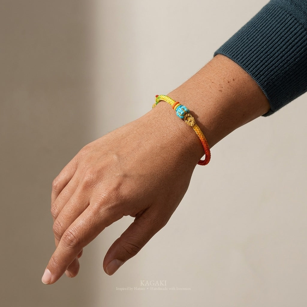 KAGAKI handmade gradient braided cord bracelet — Radiant – 輝 — — — on-wrist-luxury (5/14)
