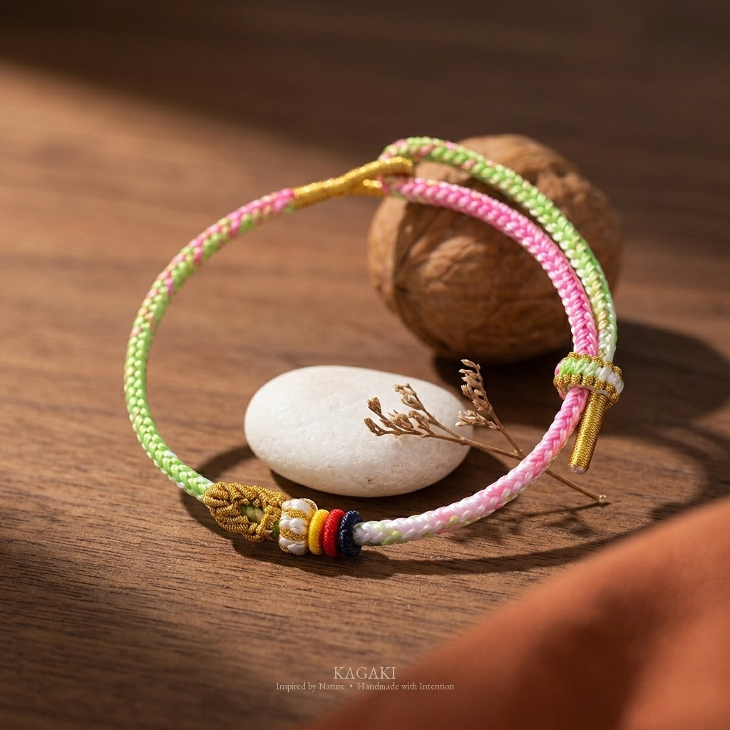 KAGAKI handmade gradient braided cord bracelet — Radiant – 輝 — Garden Radiant — styled-scene-supplemental (11/14)