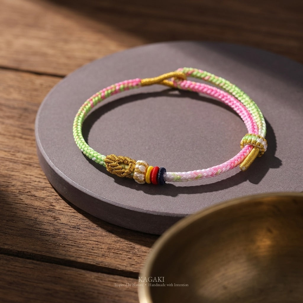 KAGAKI handmade gradient braided cord bracelet — Radiant – 輝 — — — styled-scene (2/14)