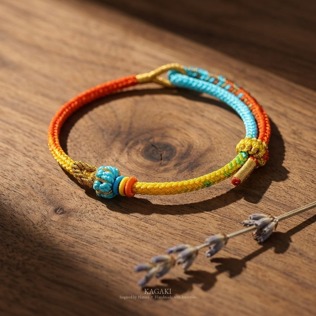 KAGAKI handmade gradient braided cord bracelet — Radiant – 輝 — — — styled-scene (3/14)