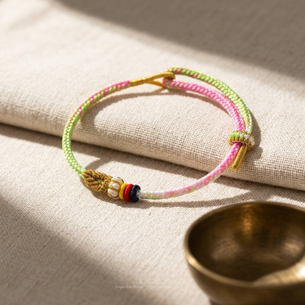 KAGAKI handmade gradient braided cord bracelet — Radiant – 輝 — — — styled-scene (4/14)