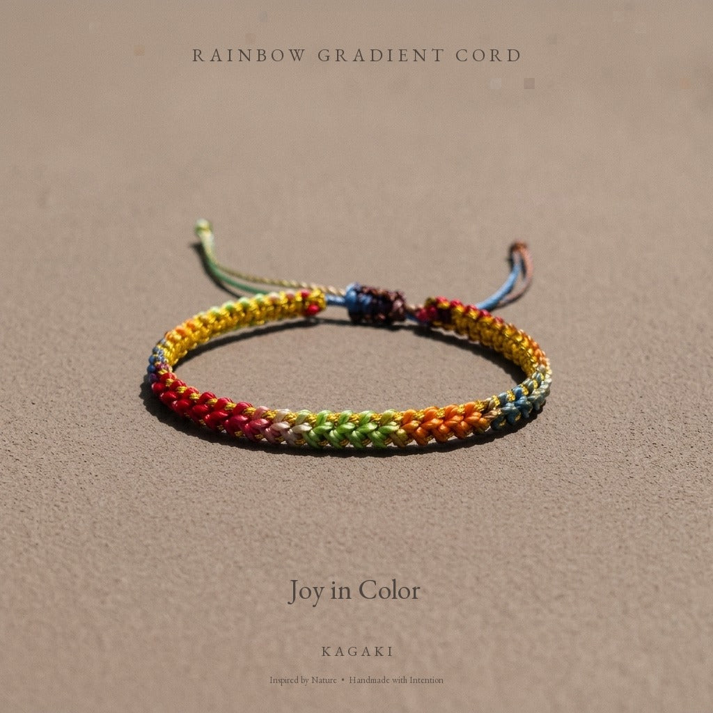 KAGAKI Iris rainbow gradient lucky cord, product view, lucky bracelet gift