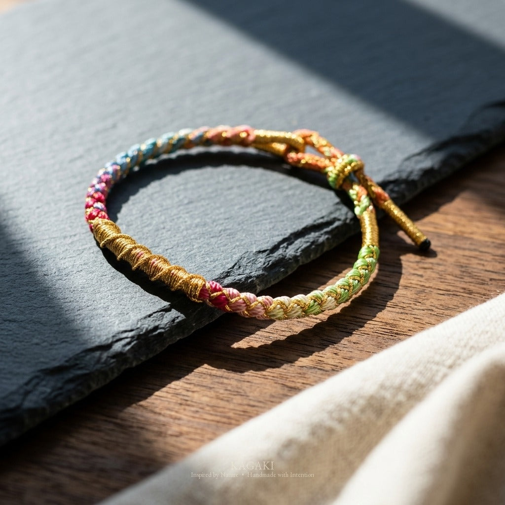 Rainbow Gradient Braided Cord Bracelet | KAGAKI
