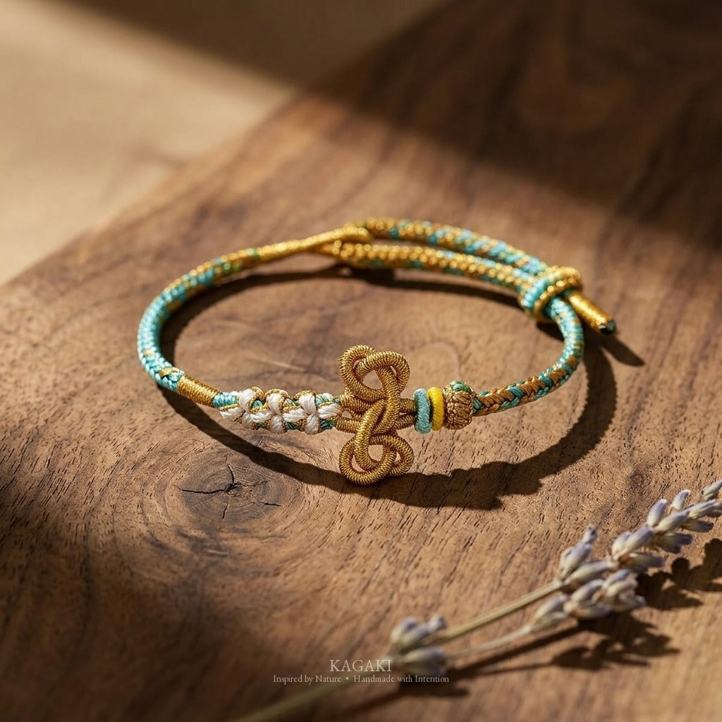 KAGAKI handmade gradient meditation cord bracelet — Verse – 韻 — — — styled-scene (2/17)