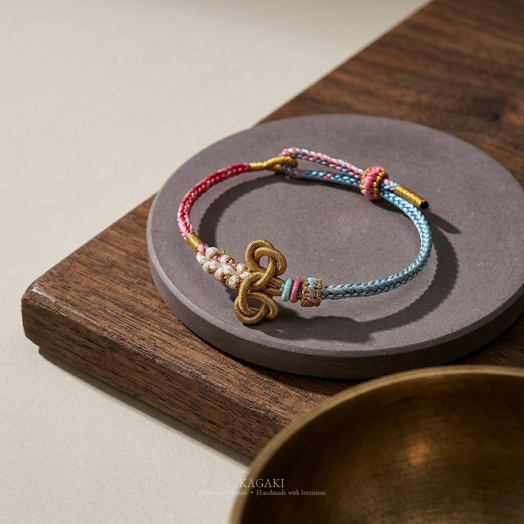 KAGAKI handmade gradient meditation cord bracelet — Verse – 韻 — — — styled-scene (4/17)
