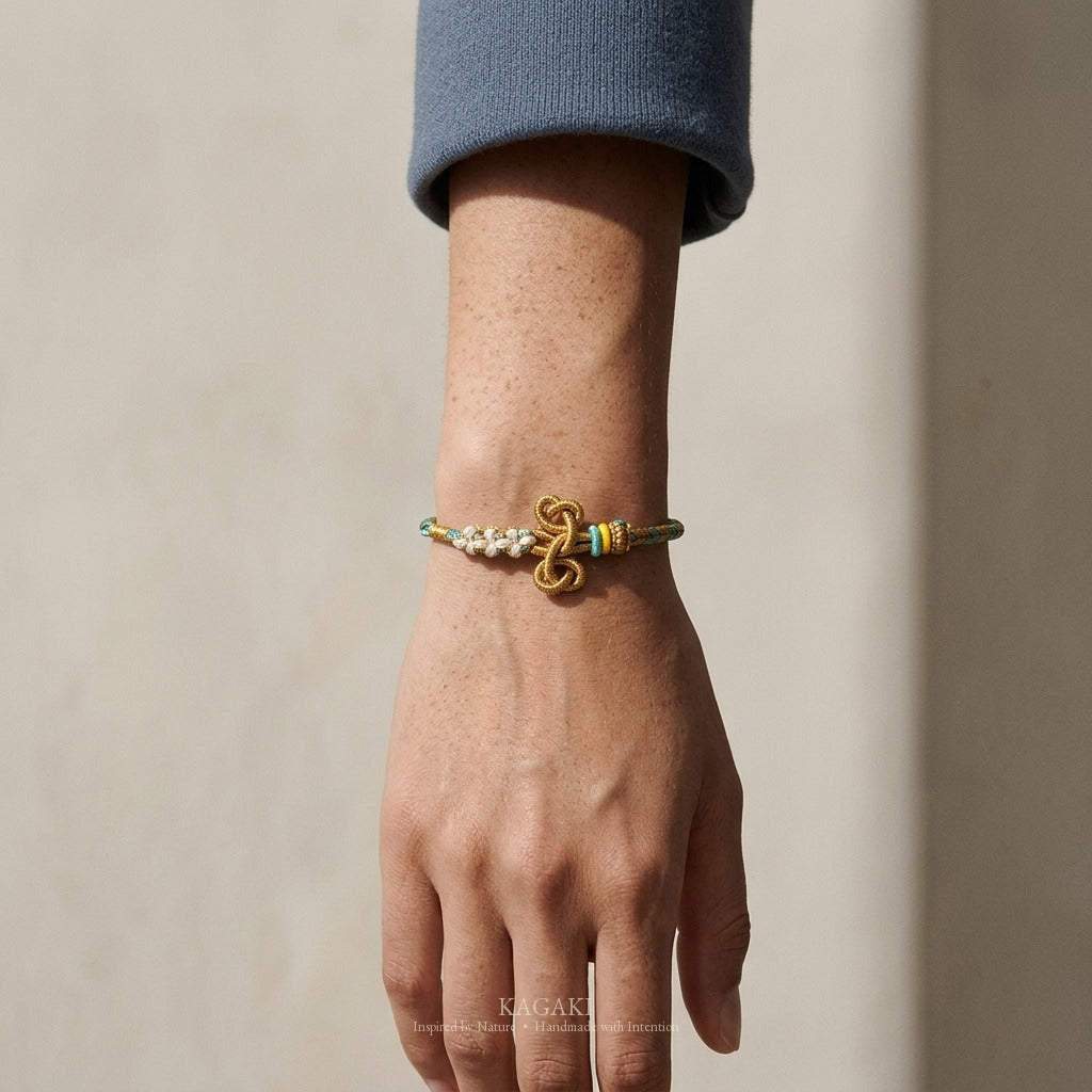 KAGAKI handmade gradient meditation cord bracelet — Verse – 韻 — Mountain Verse — on-wrist-luxury-supplemental (12/17)