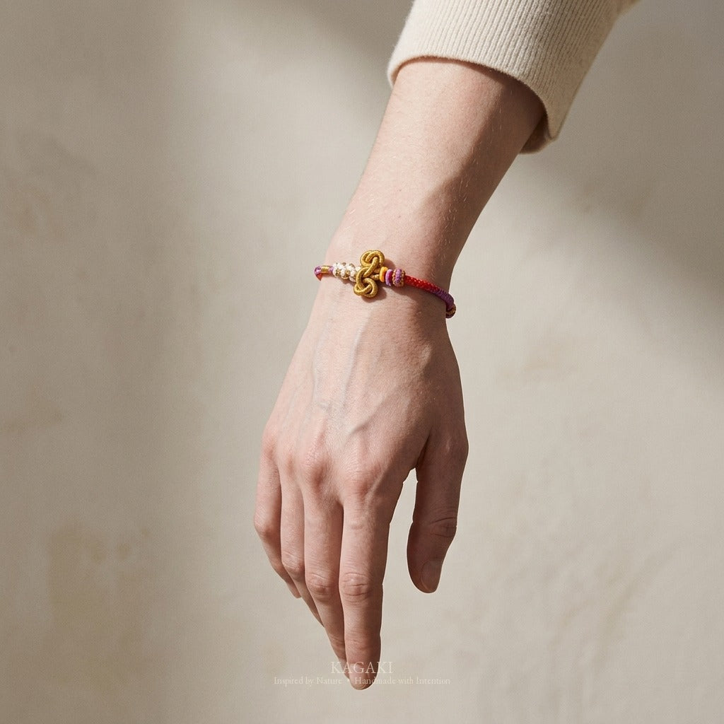 KAGAKI handmade gradient meditation cord bracelet — Verse – 韻 — Sunset Verse — on-wrist-luxury-supplemental (15/17)