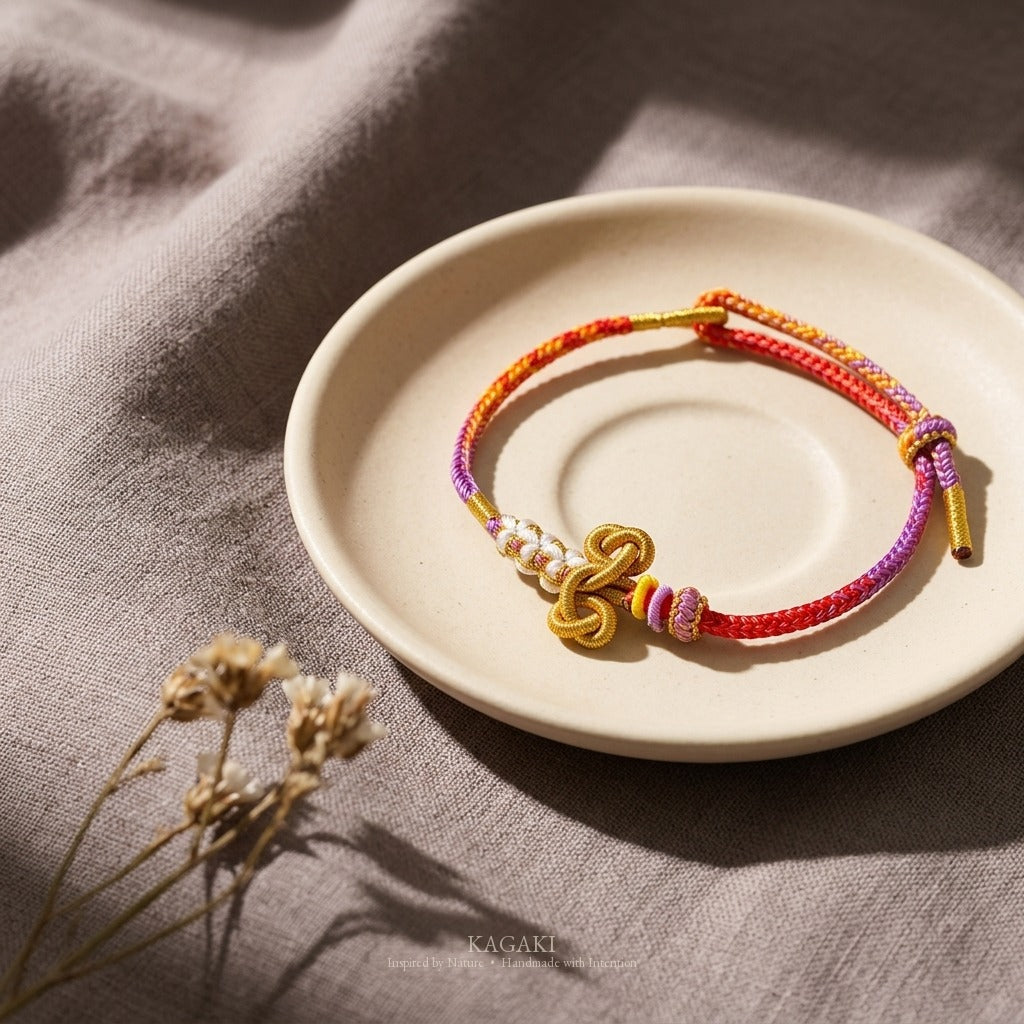 KAGAKI handmade gradient meditation cord bracelet — Verse – 韻 — Sunset Verse — styled-scene-supplemental (14/17)