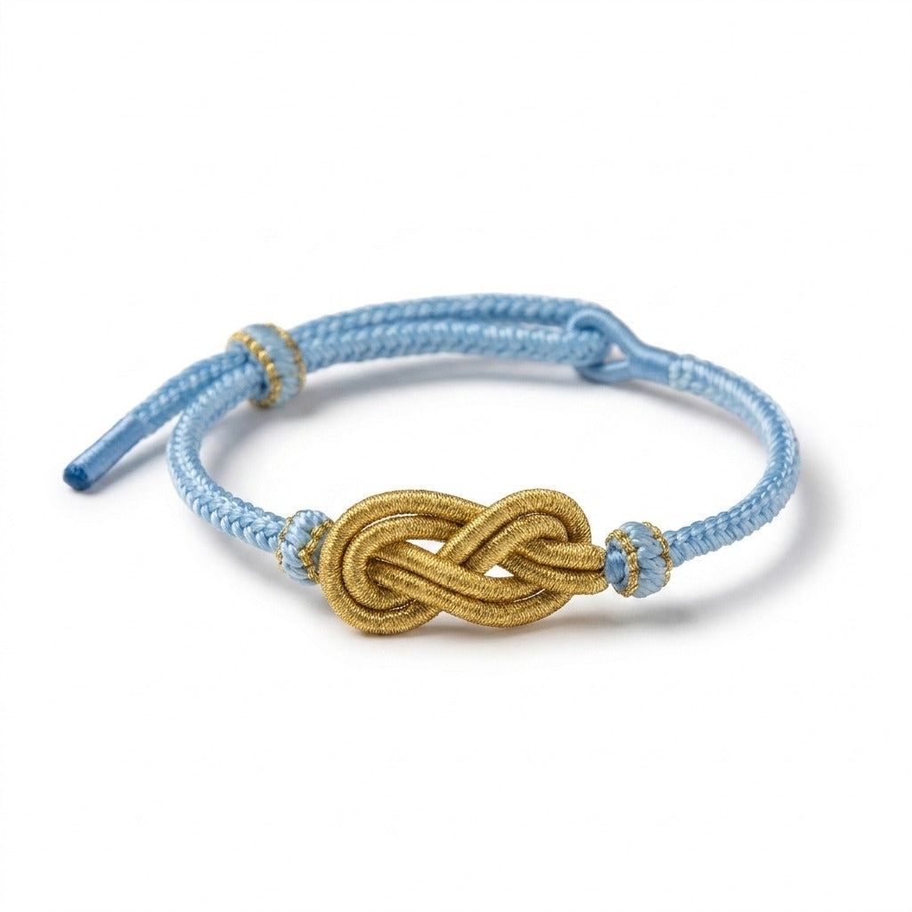 KAGAKI Azure sky blue infinity knot cord, main product view (white background), infinity knot spiritual marker