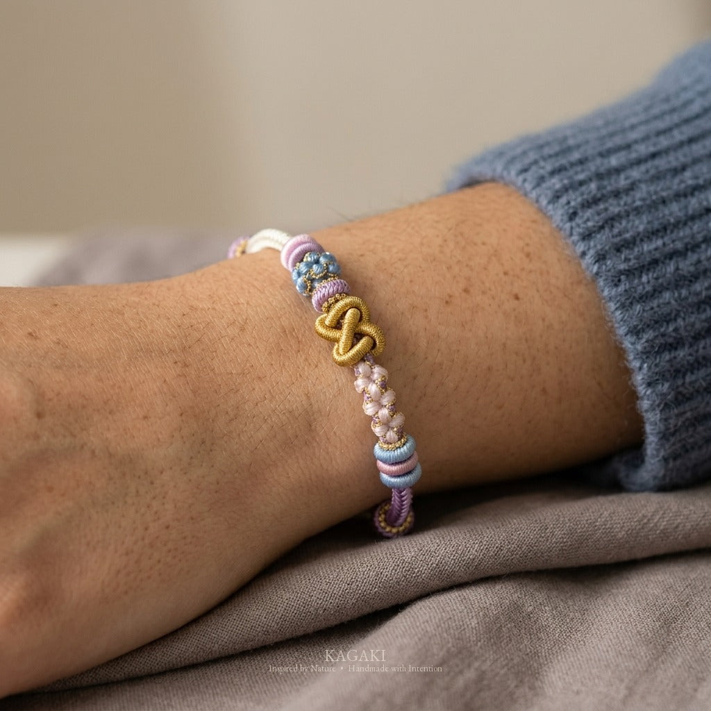 KAGAKI handmade Tibetan-inspired calming protection cord bracelet — Breath – 息 — — — on-wrist-lifestyle (6/17)