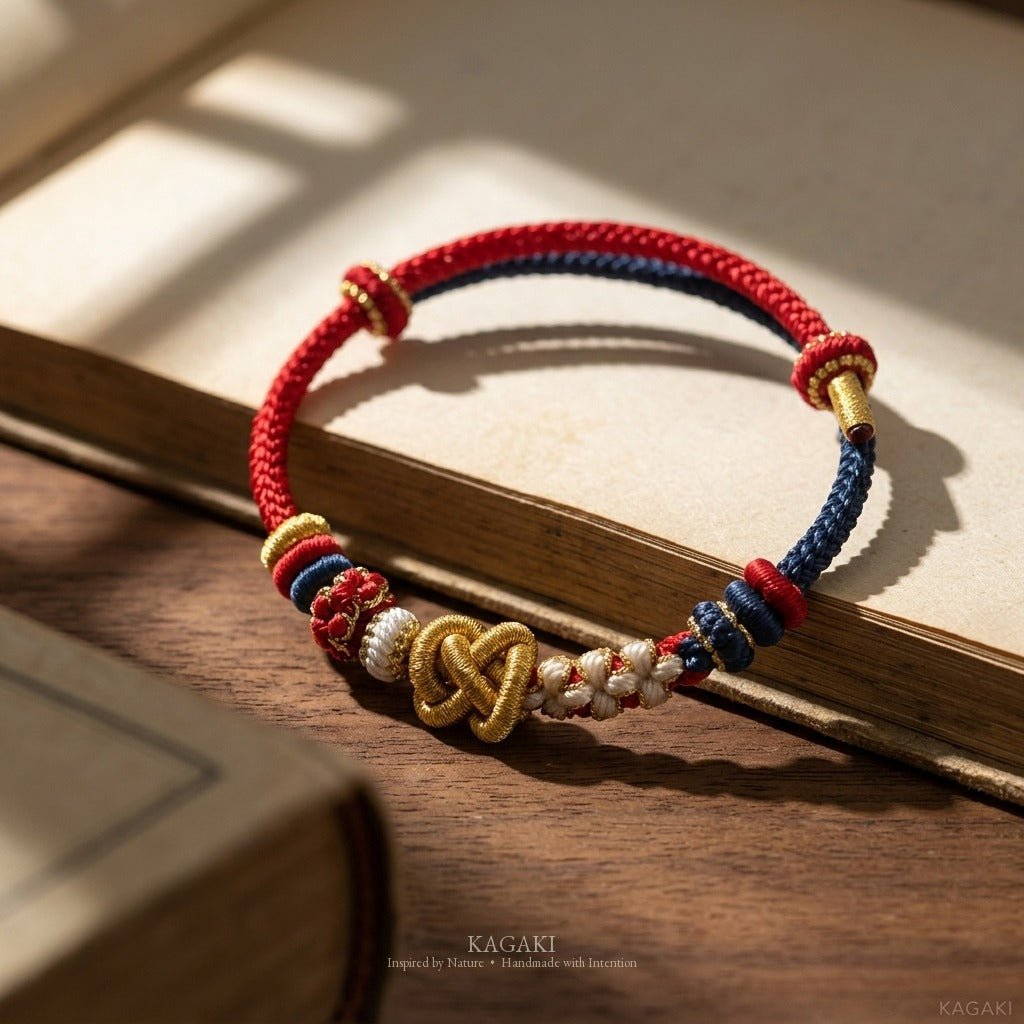 KAGAKI handmade Tibetan-inspired calming protection cord bracelet — Breath – 息 — Dawn Breath — styled-scene-supplemental (14/17)