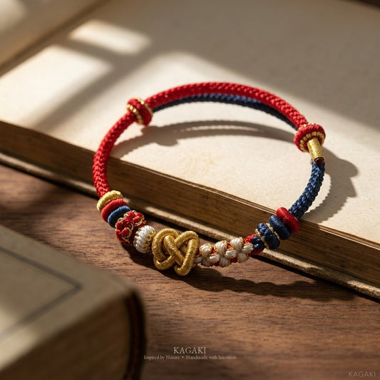 KAGAKI handmade Tibetan-inspired calming protection cord bracelet — Breath – 息 — Dawn Breath — styled-scene-supplemental (14/17)