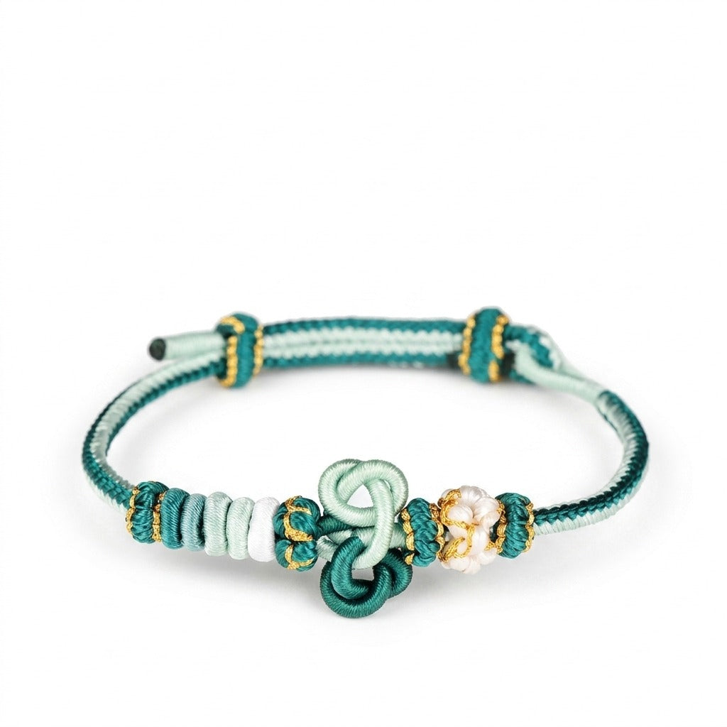 KAGAKI handmade Tibetan-inspired soft double knot cord bracelet — Hush – 静 — Moss Hush — primary-per-variant (13/17)