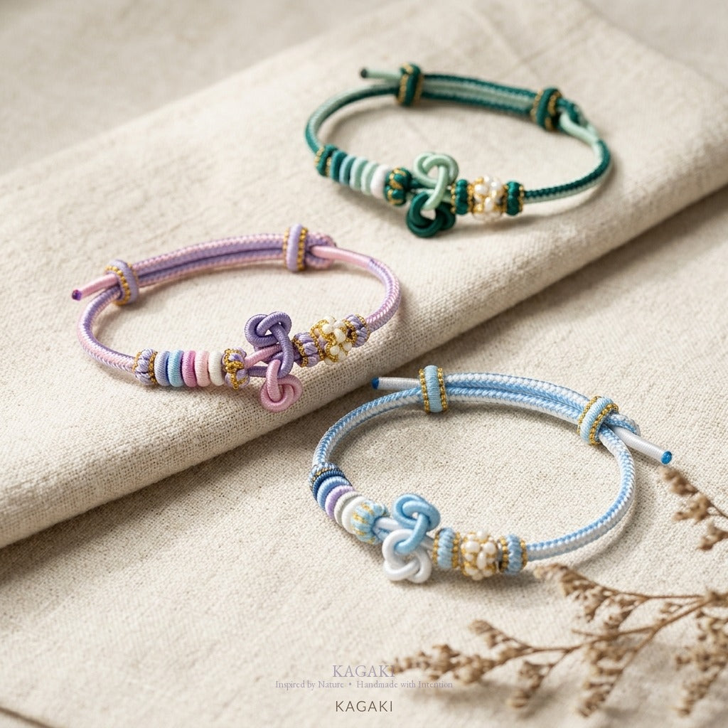 KAGAKI handmade Tibetan-inspired soft double knot cord bracelet — Hush – 静 — — — grouped-showcase (16/17)