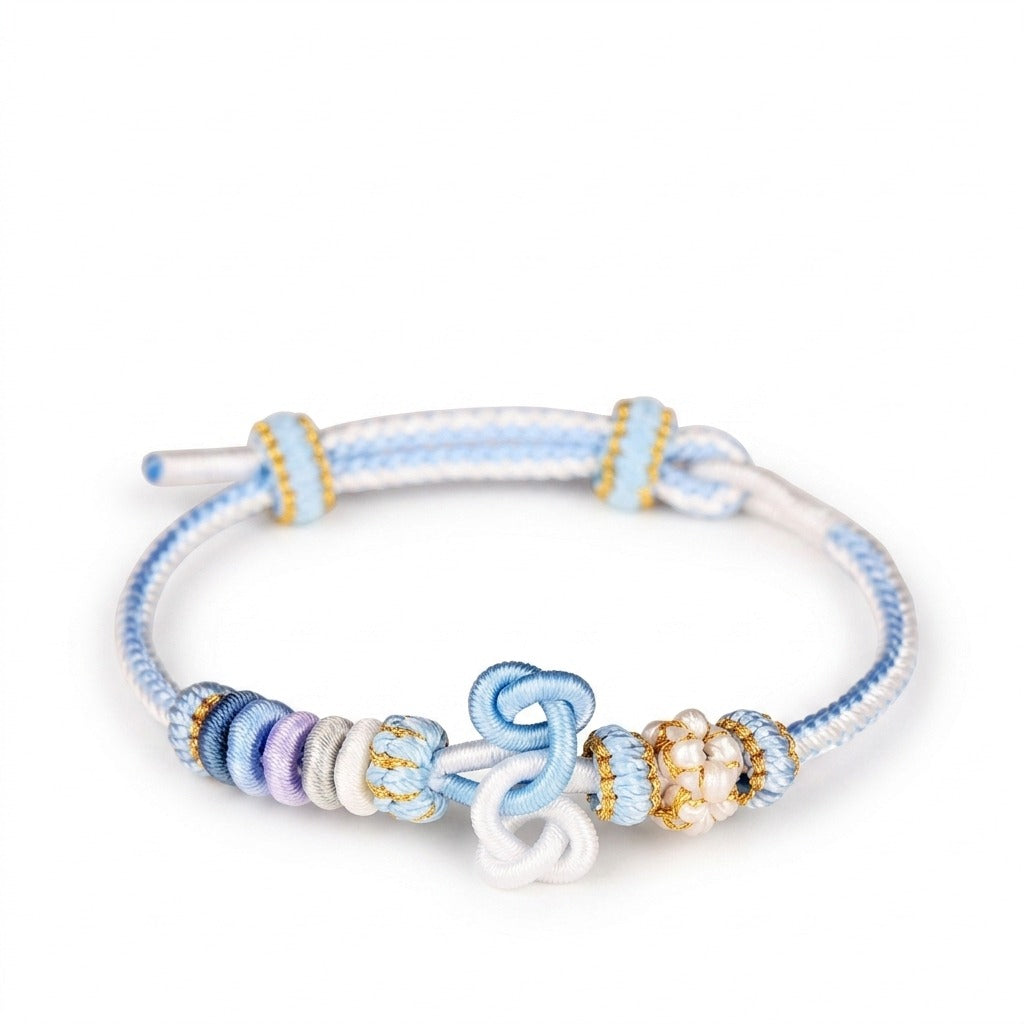 KAGAKI handmade Tibetan-inspired soft double knot cord bracelet — Hush – 静 — Sky Hush — primary-per-variant (7/17)