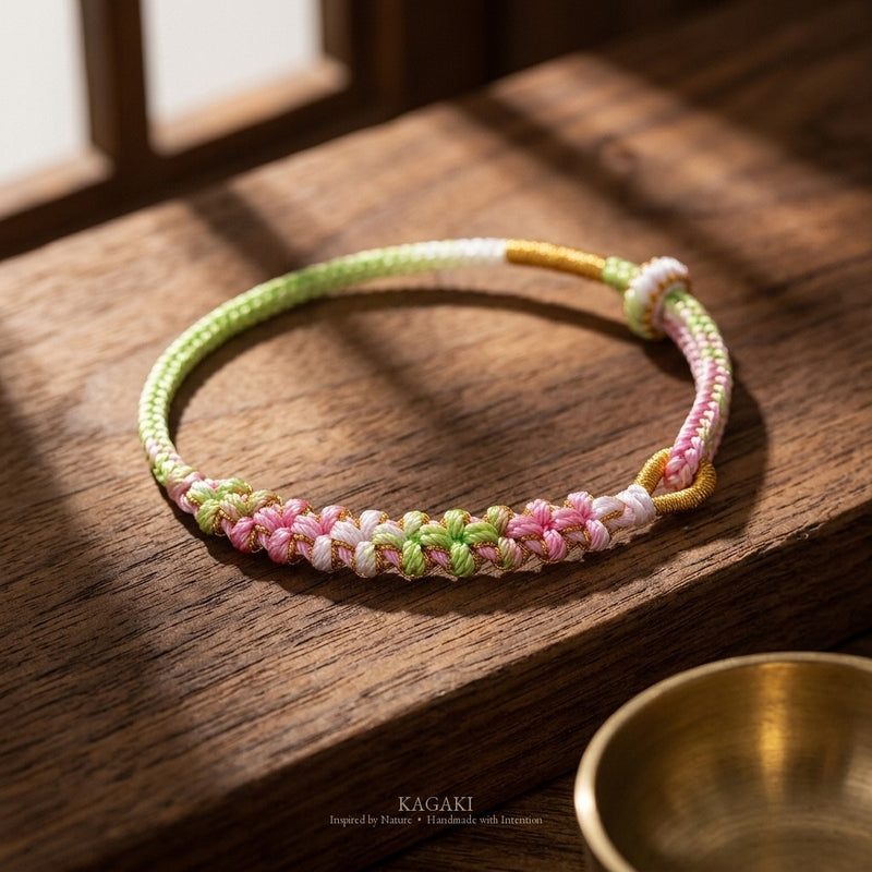 KAGAKI Spring Wisp spring sakura gradient cord, studio view, sakura cord gift