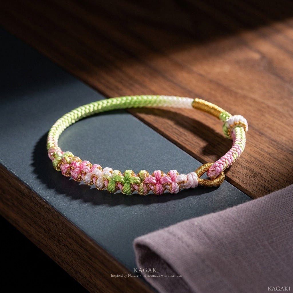 KAGAKI Spring Wisp spring sakura gradient cord, studio view, sakura cord gift