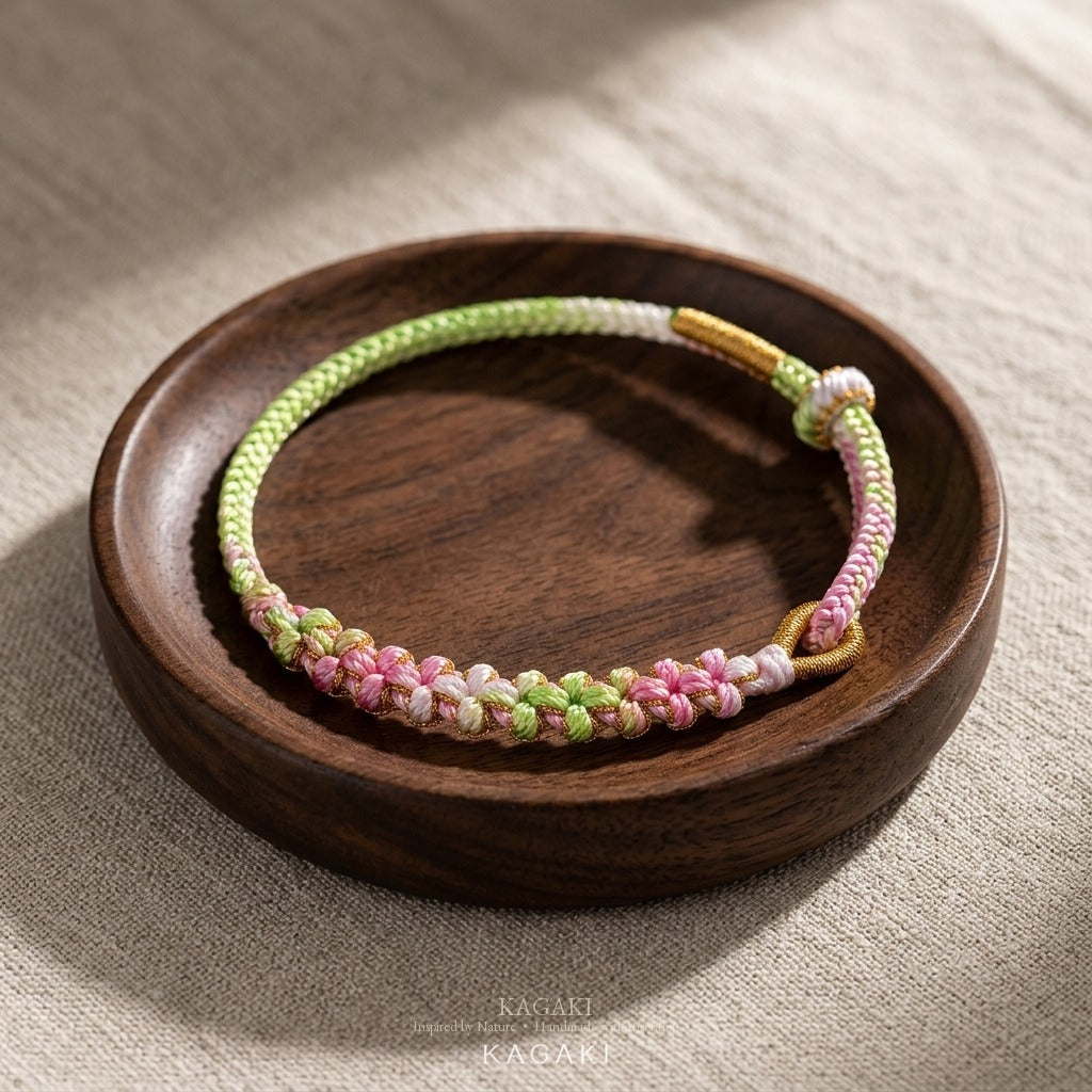 KAGAKI Spring Wisp spring sakura gradient cord, studio view, sakura cord gift