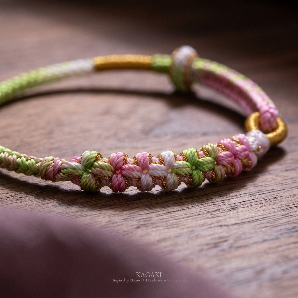 KAGAKI Spring Wisp spring sakura gradient cord, studio view, sakura cord gift