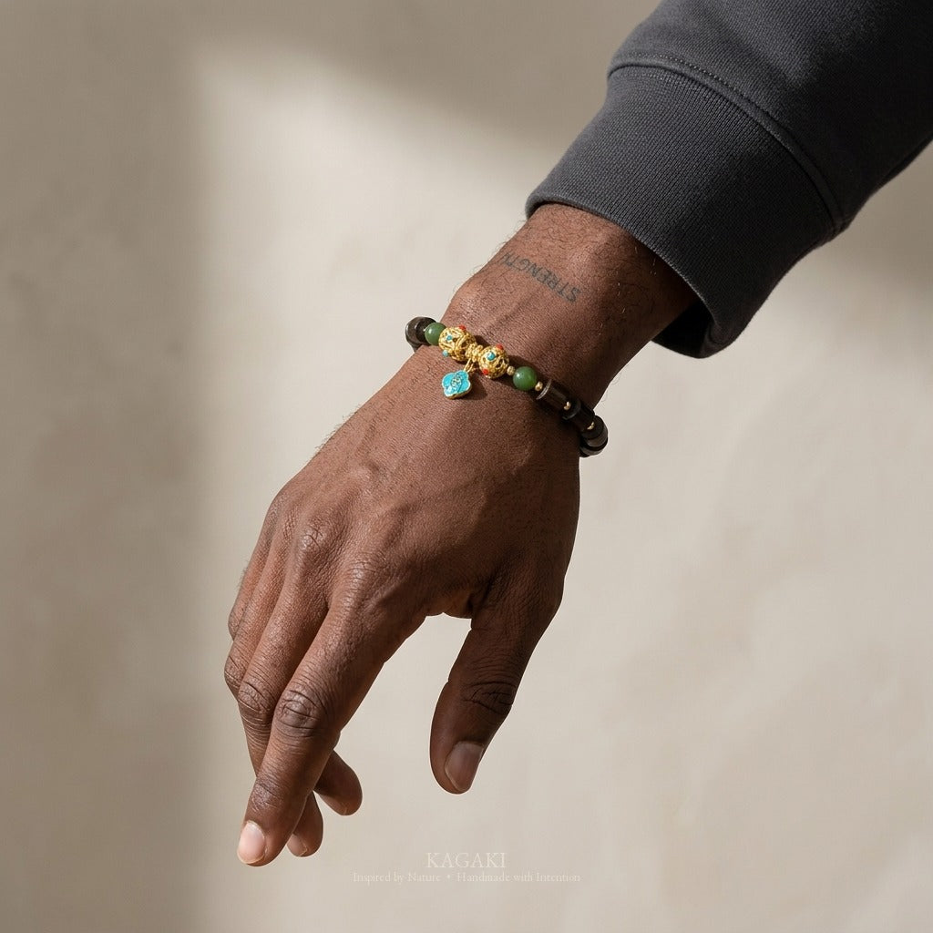 Tibetan Jade Agarwood Beaded Bracelet | KAGAKI