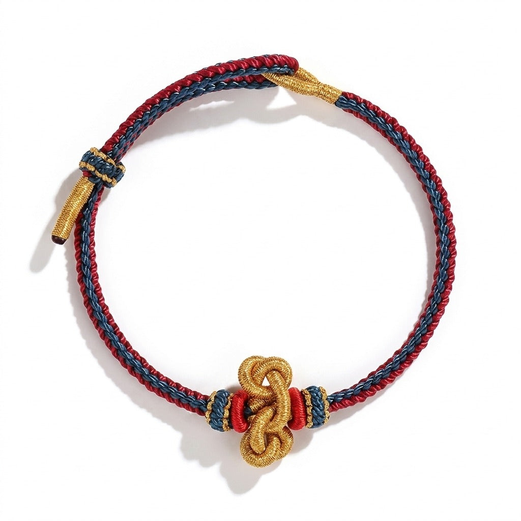 KAGAKI handmade Tibetan-inspired protection cord bracelet with gold thread detail — Vein – 脈 — Ember Vein — primary-per-variant (7/14)