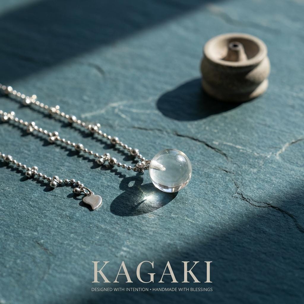 KAGAKI clear quartz crystal pendant necklace in clear quartz white sphere, main, for daily wear and gifting