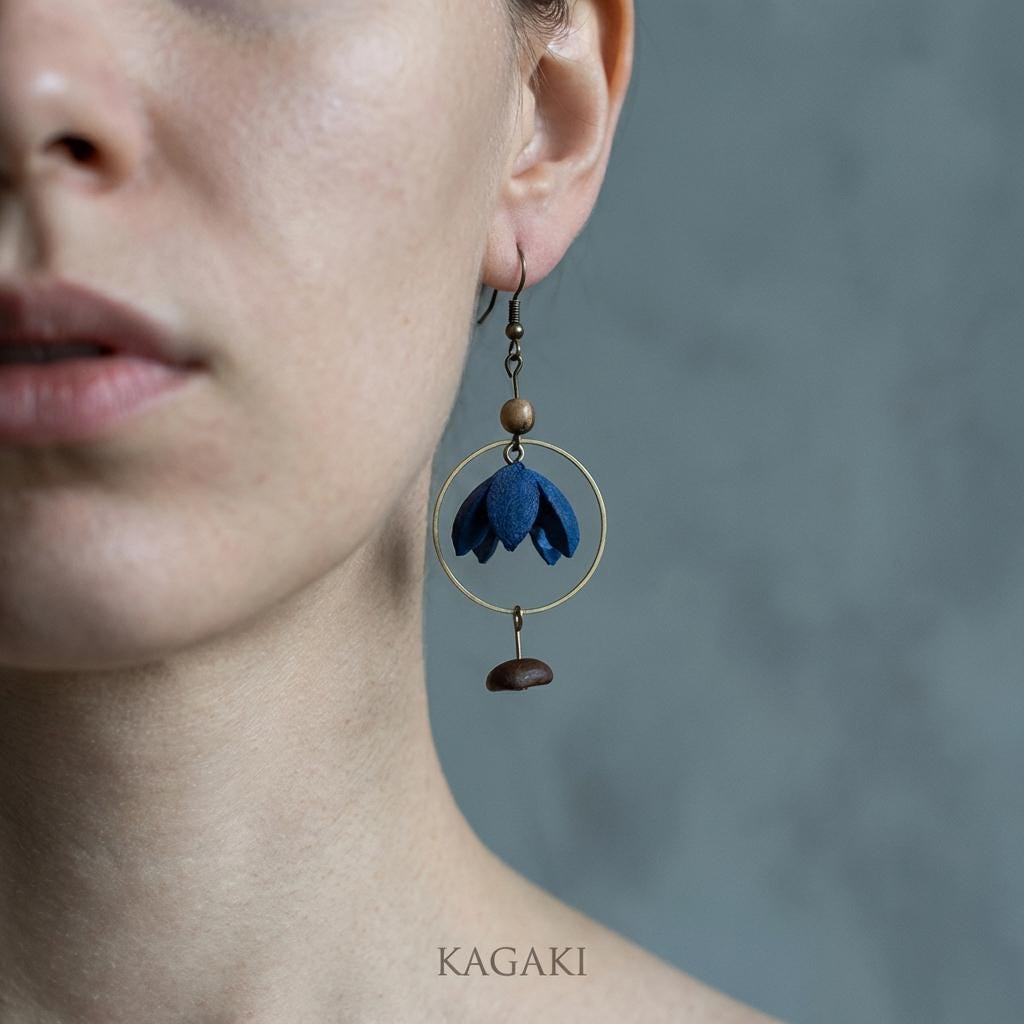 KAGAKI dried flower botanical earrings in natural floral tones, alternate angle, for daily wear and gifting