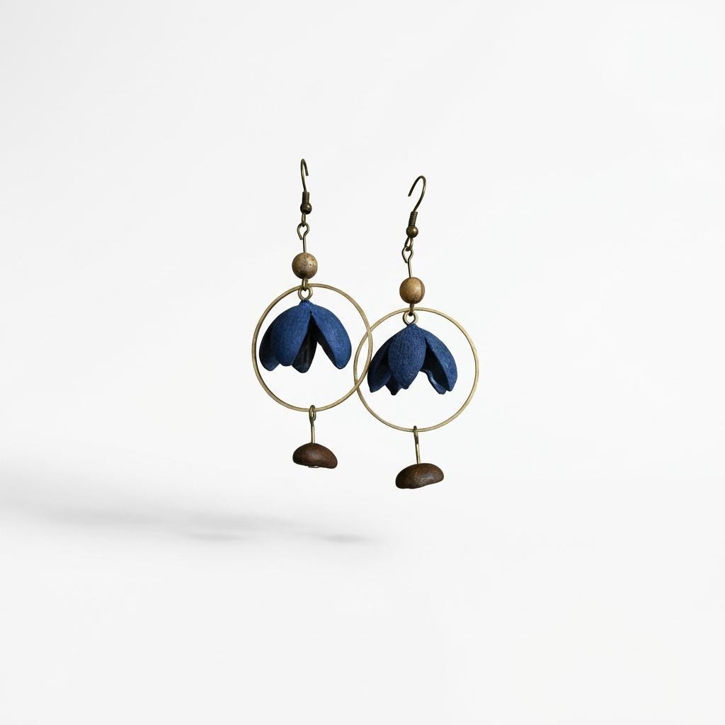 KAGAKI dried flower botanical earrings in natural floral tones, gift packaging, for daily wear and gifting