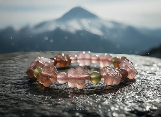 KAGAKI flower agate jade bracelet in flower agate with jade tones, main, for meditation and daily intention