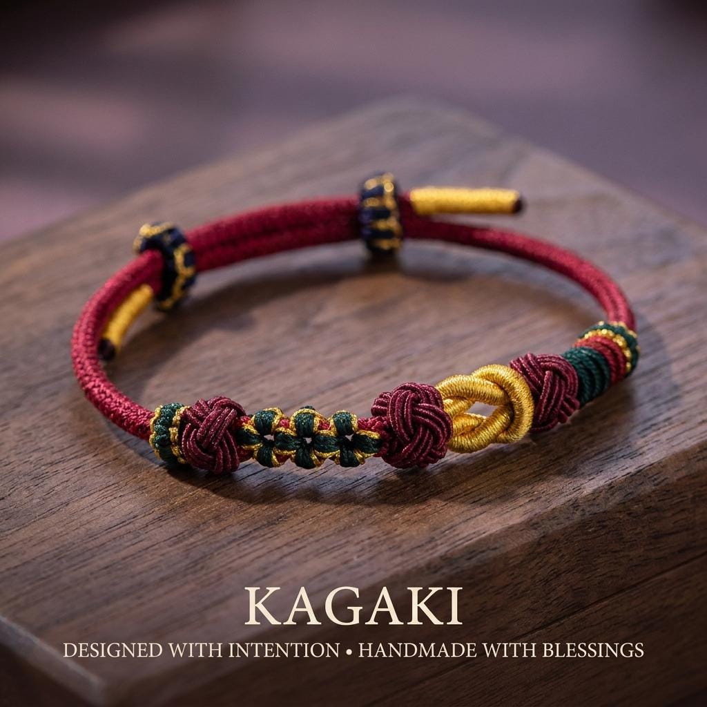 KAGAKI himalayan tibetan cord bracelet in multicolor, knot detail, for meditation and daily intention
