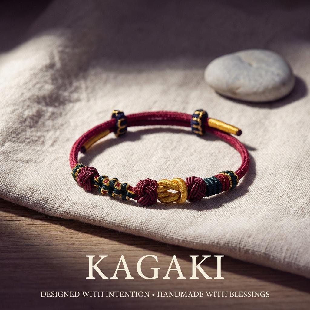 KAGAKI himalayan tibetan cord bracelet in multicolor, main, for meditation and daily intention