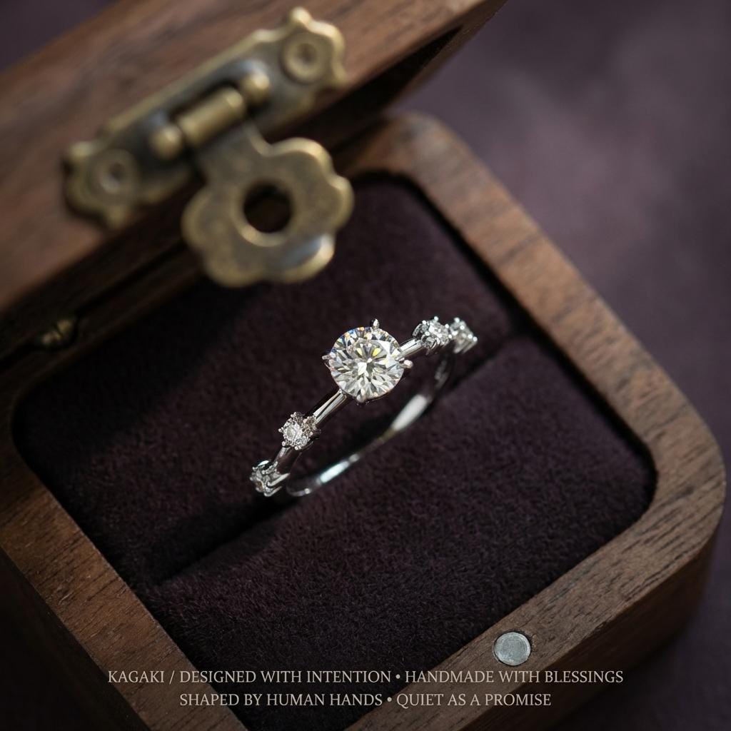 KAGAKI lab grown diamond promise ring in rhodium silver with lab-grown diamond, alternate angle, for daily wear and gifting