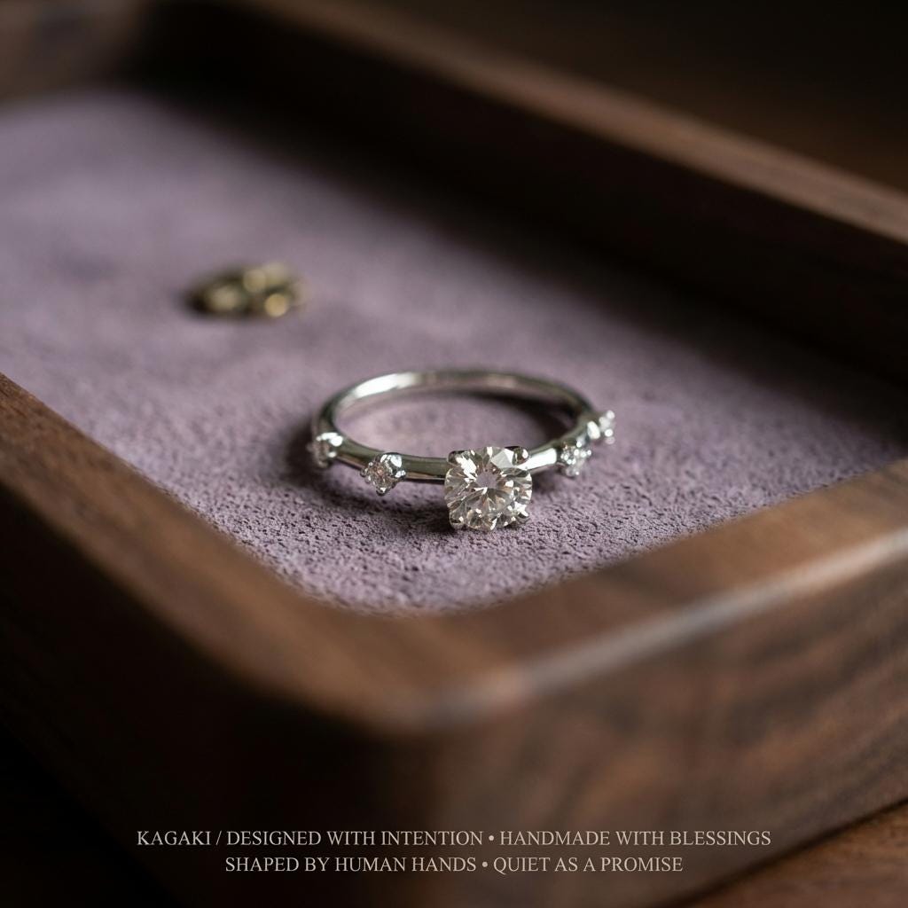 KAGAKI lab grown diamond promise ring in rhodium silver with lab-grown diamond, editorial, for daily wear and gifting